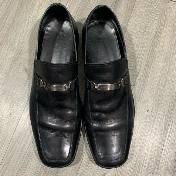 Ermeneglido Zegna size 12 Black Leather Insignia Loafers - Picture 1 of 8